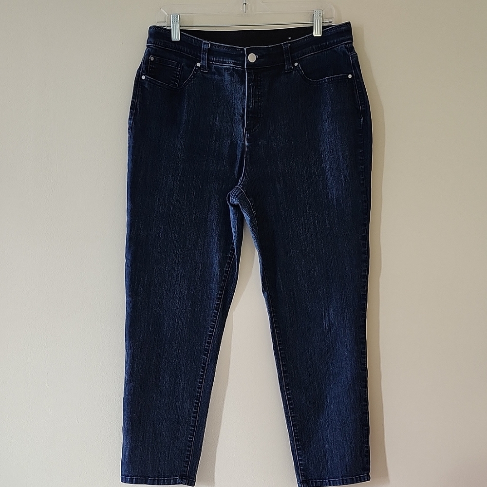 Chico's Fabulously Slimming Dark Indigo Straight Jeans Ankle Length (REF#101)